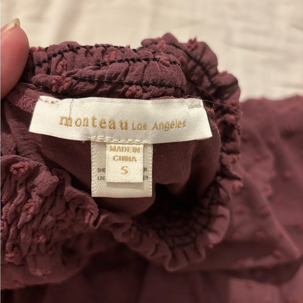 Kids Dress - Mauve Burgundy Smocked Neck